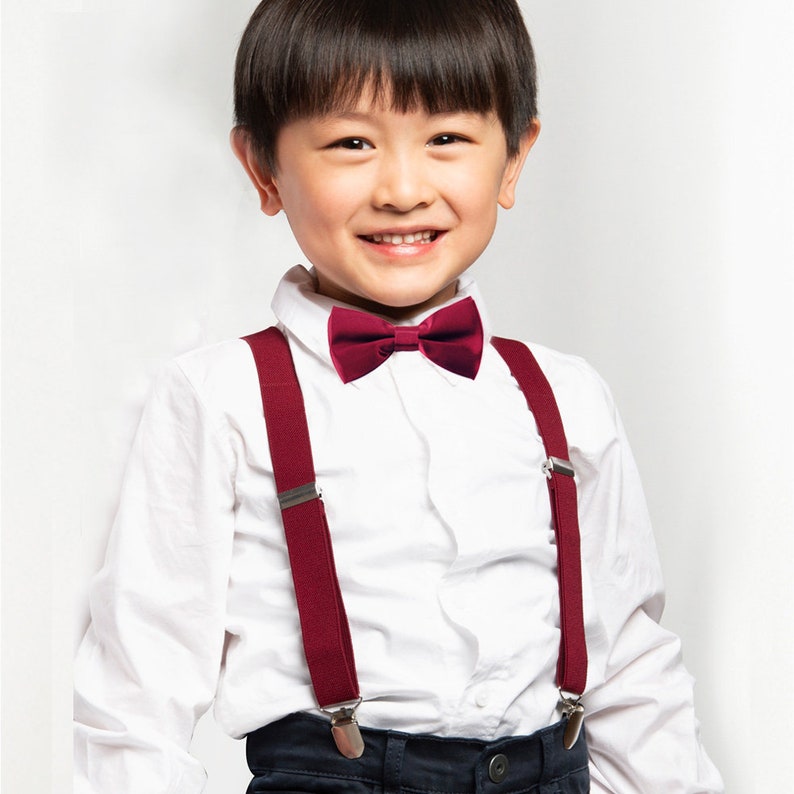 red suspender outfit