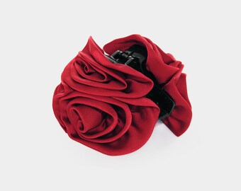 Hair claws with satin roses 3 colors hair clip,