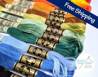 DMC embroidery cotton thread Basic solid full skein 482 colors. FREE Shipping.(Includes 35 new colors.)