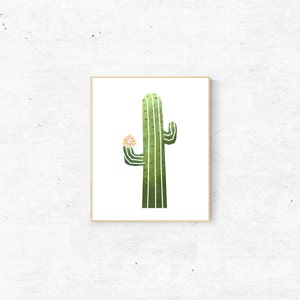 Watercolor Cactus Print, Modern Watercolor Printable, Cactus with Flower Printable, Watercolor Printable, Cactus Printable