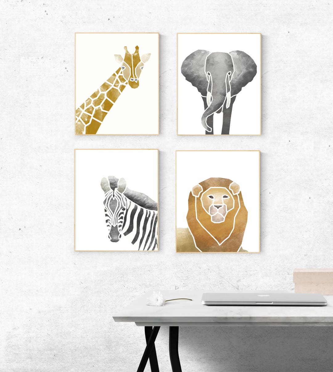 Watercolor Animal Prints, Set of 4 Watercolor Animals, Watercolor Zoo ...