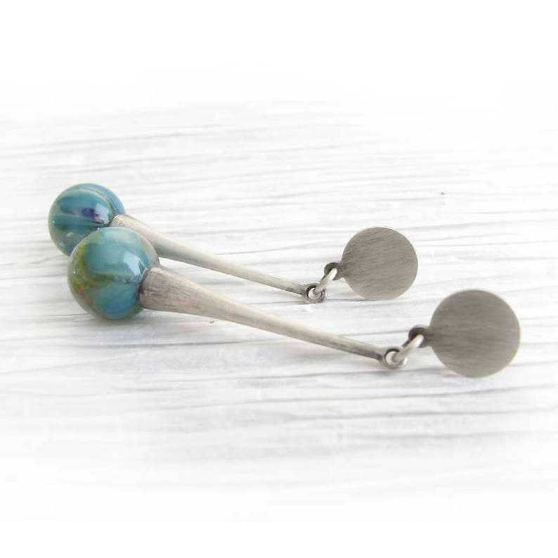 Glass cremation ashes marble sterling silver screw back stud earrings Harmony image 7