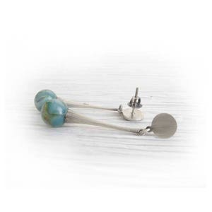 Glass cremation ashes marble sterling silver screw back stud earrings Harmony image 6