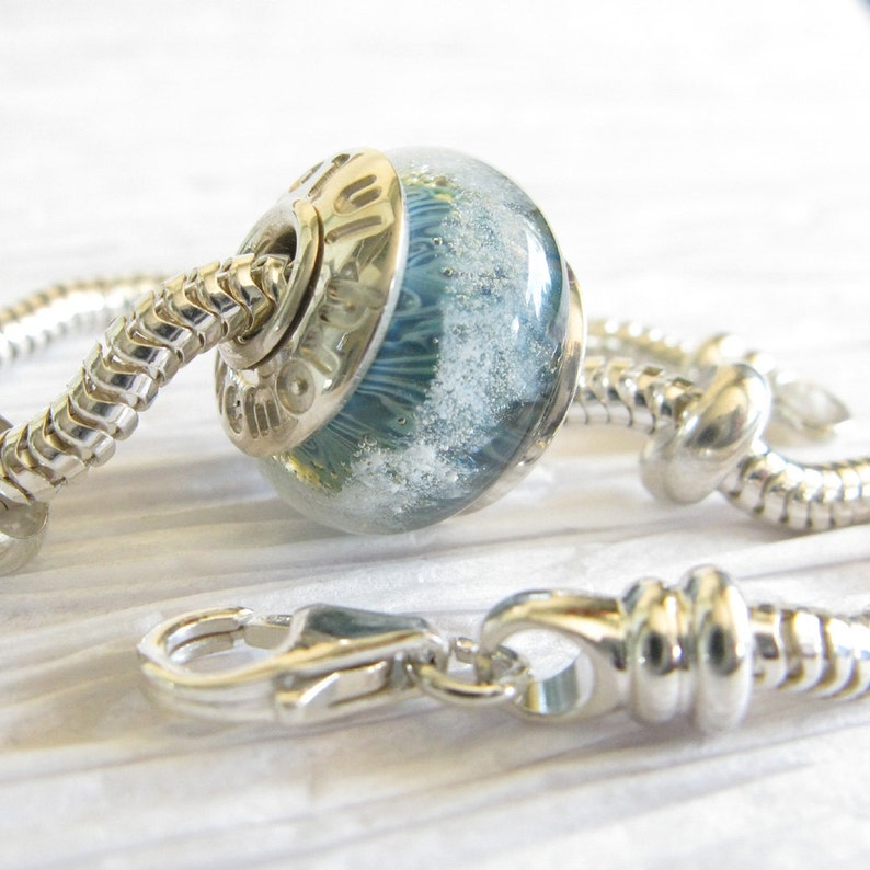 Cremation Ashes Glass Bead Bracelet With Engraved Personalised Etsy