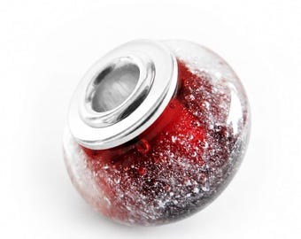 Cremation ash glass bead pet memorial charm | Sterling silver | Essence