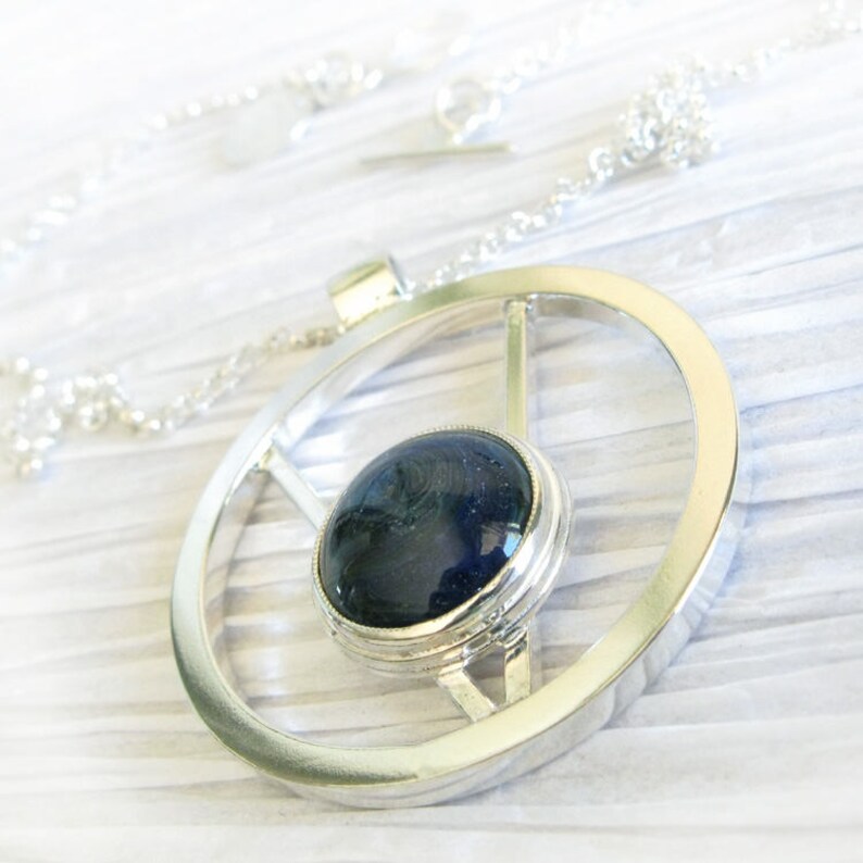 Artisan pet memorial cremation ashes pendant necklace handmade from glass and sterling silver ~ Halo