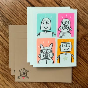 Cartões de felicitações Robot Dreams - Pacote com 3 unidades/Quatro personagens