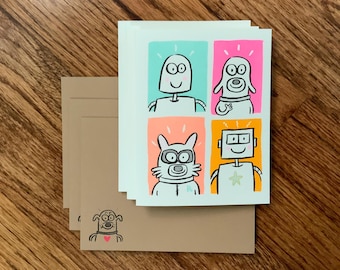 Robot Dreams Greeting Cards - 3 Pack/Four characters