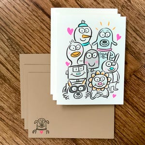 Cartões de felicitações Robot Dreams - Pacote com 3 unidades/Multidão