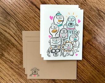 Robot Dreams Greeting Cards - 3 Pack/Crowd