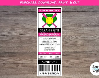softball invitation etsy