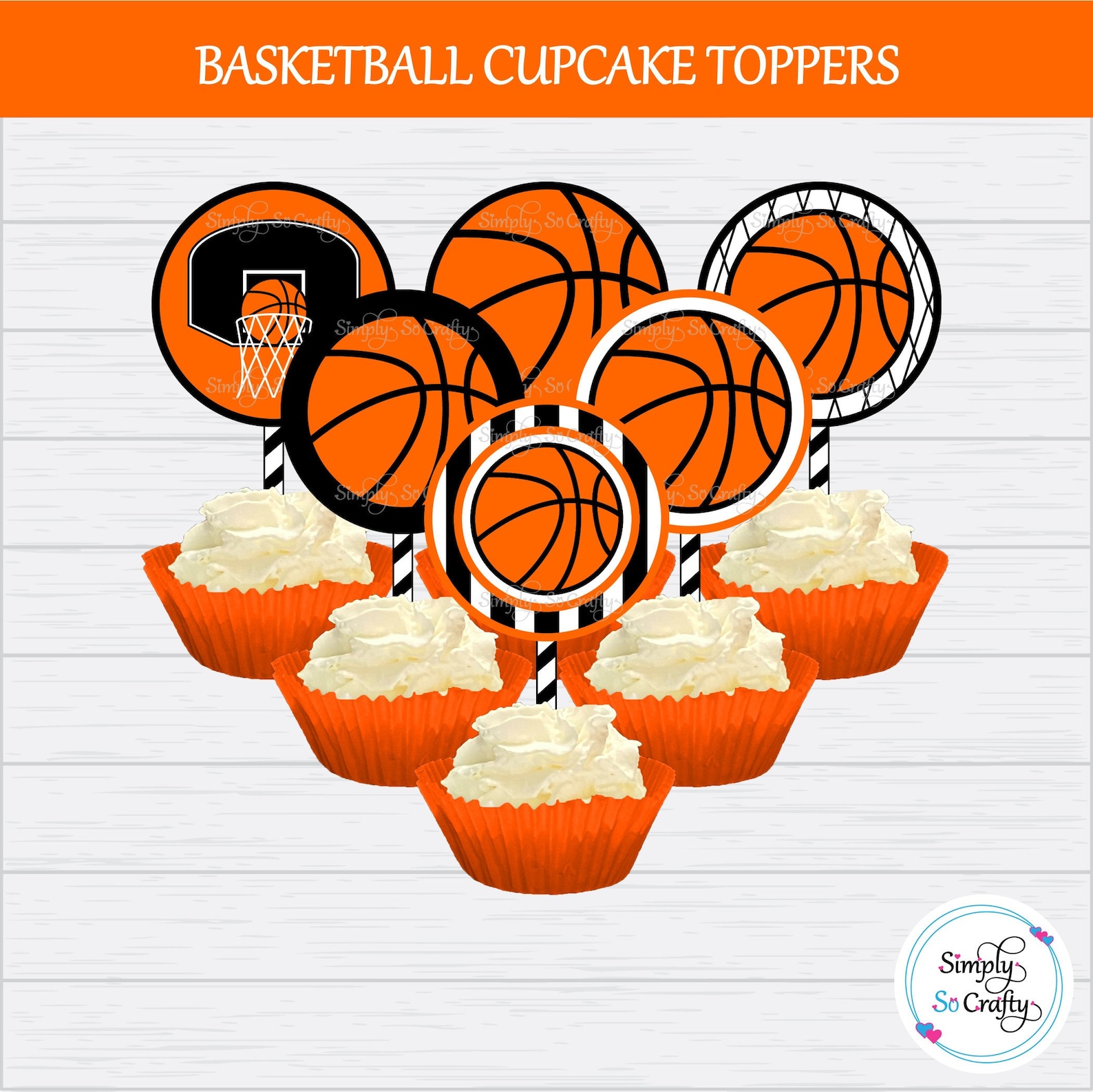Basketball Cupcake Toppers 2 Inch Printable Sports Party - Etsy España