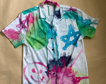 Vintage Pac – T-shirt med solsken och stjärnstänk – mediumstorlek