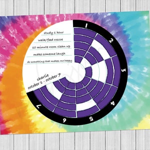 Tie Dye Weekly Healthy Habit Tracker - Digital Download for Printing at Home