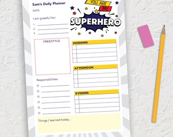 Superheld gepersonaliseerde dagelijkse planner digitale DOWNLOAD
