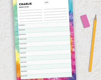 Tie Dye gepersonaliseerd dagelijks schema DIGITALE DOWNLOAD
