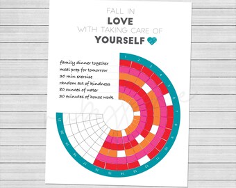 Houd van jezelf 21 dagen en 7 dagen gewoonte- en doeltracker - digitale download