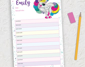 Eenhoorn gepersonaliseerd dagelijks schema DIGITALE DOWNLOAD