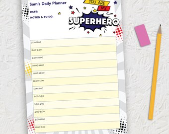 Superheld gepersonaliseerd dagelijks schema DIGITALE DOWNLOAD