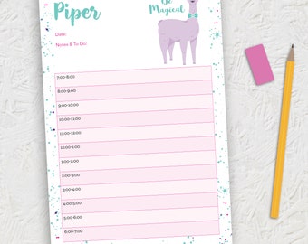 Magische Llama Gepersonaliseerd dagelijks schema DIGITALE DOWNLOAD