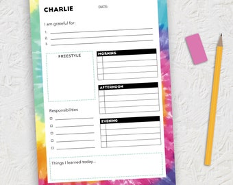 Tie Dye Dagelijkse Planner DIGITALE DOWNLOAD