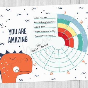 Awesome Dinosaur Weekly Healthy Habit Tracker for Kids - Digital ...