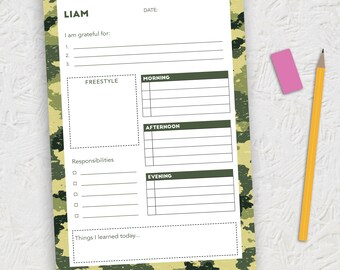 Camouflage dagelijkse planner digitale DOWNLOAD