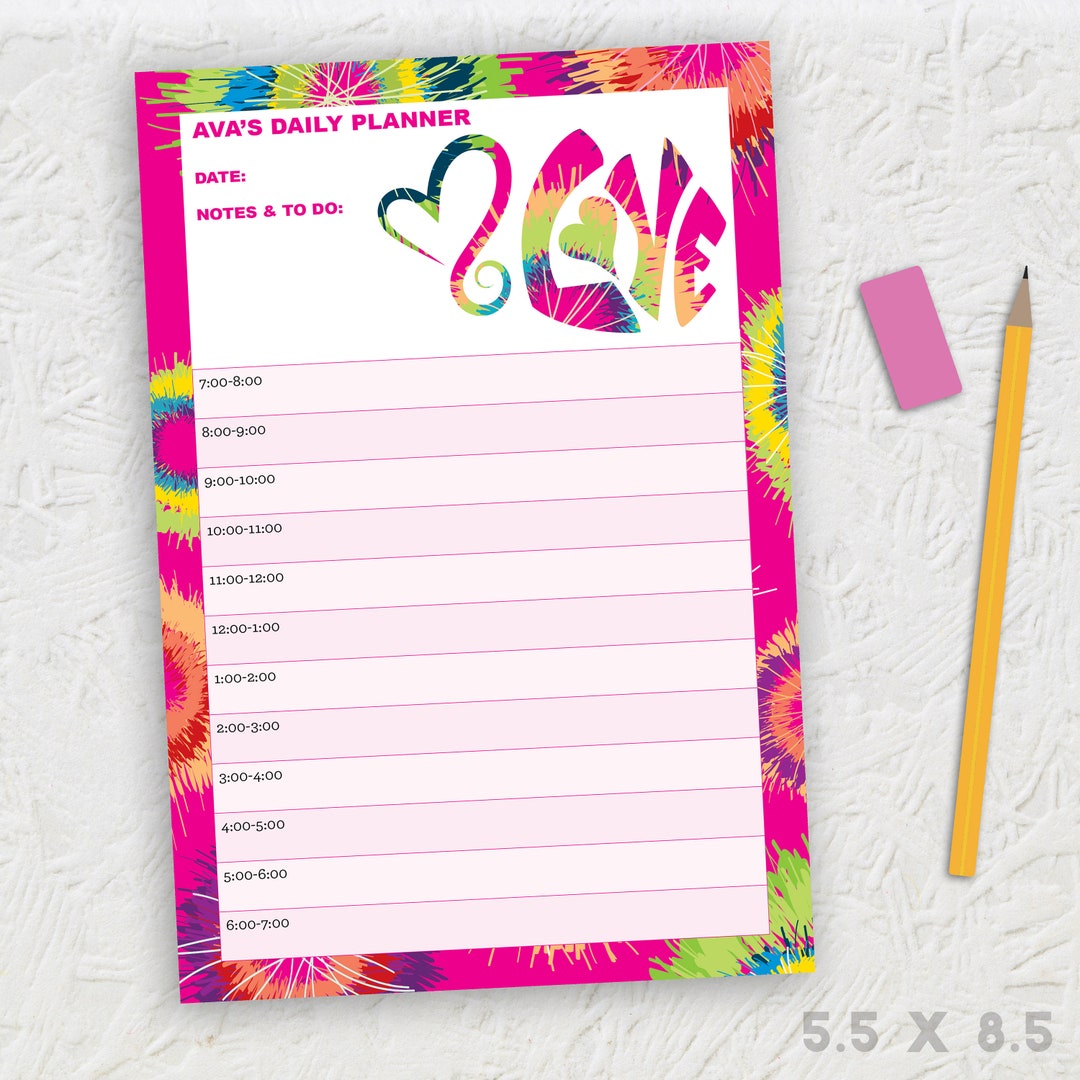 Tie Dye Love Personalized Daily Schedule DIGITAL DOWNLOAD - Etsy