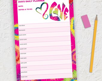 Tie Dye Love gepersonaliseerd dagelijks schema DIGITALE DOWNLOAD