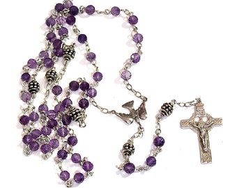 Amethyst Rosary, Sterling Silver Center and Crucifix