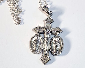 Jesus Mary & Joseph Sterling Silver Pendant/Necklace