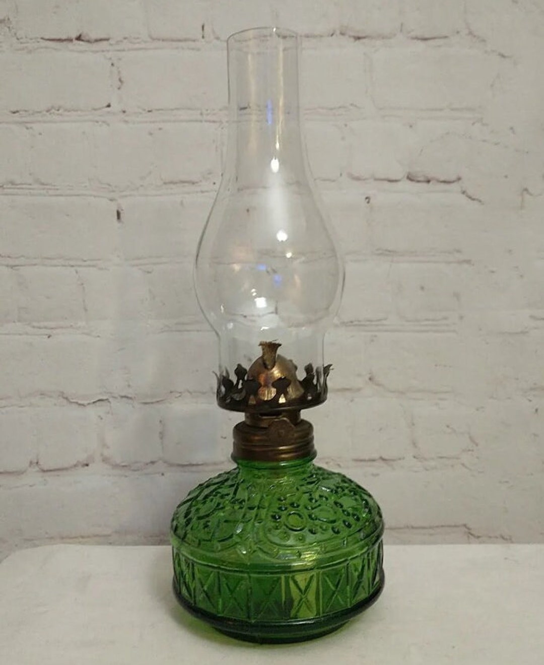 Vintage Green Glass Oil Lamp Sail Boat Brand Hong Kong Etsy