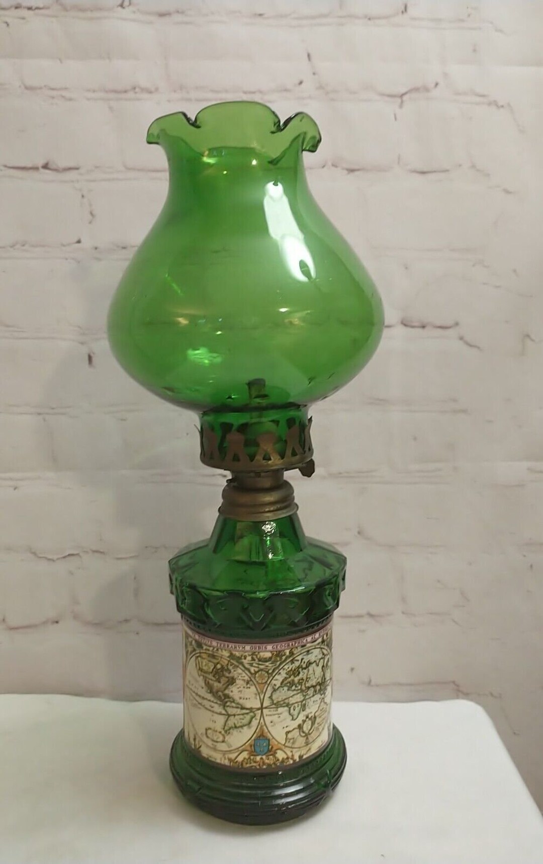 Vintage Green Glass World Map Oil Lamp Hong Kong 13.5 Etsy