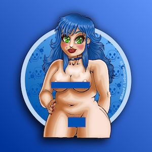 Kawaii girl with blue hair (lewd sexy version)
