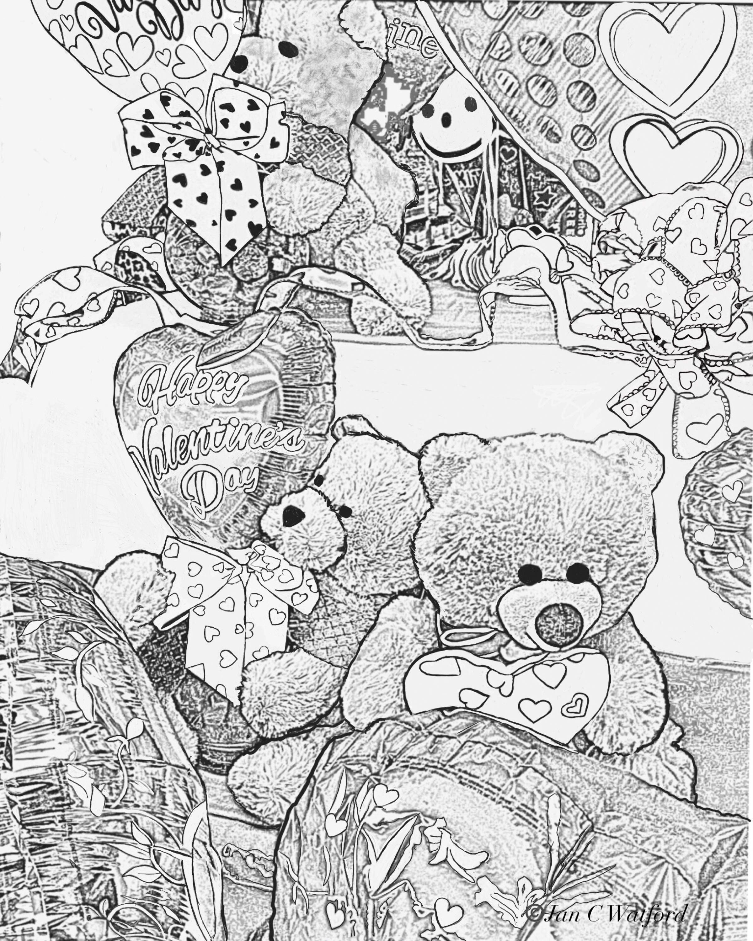 teddy bear valentines day coloring pages