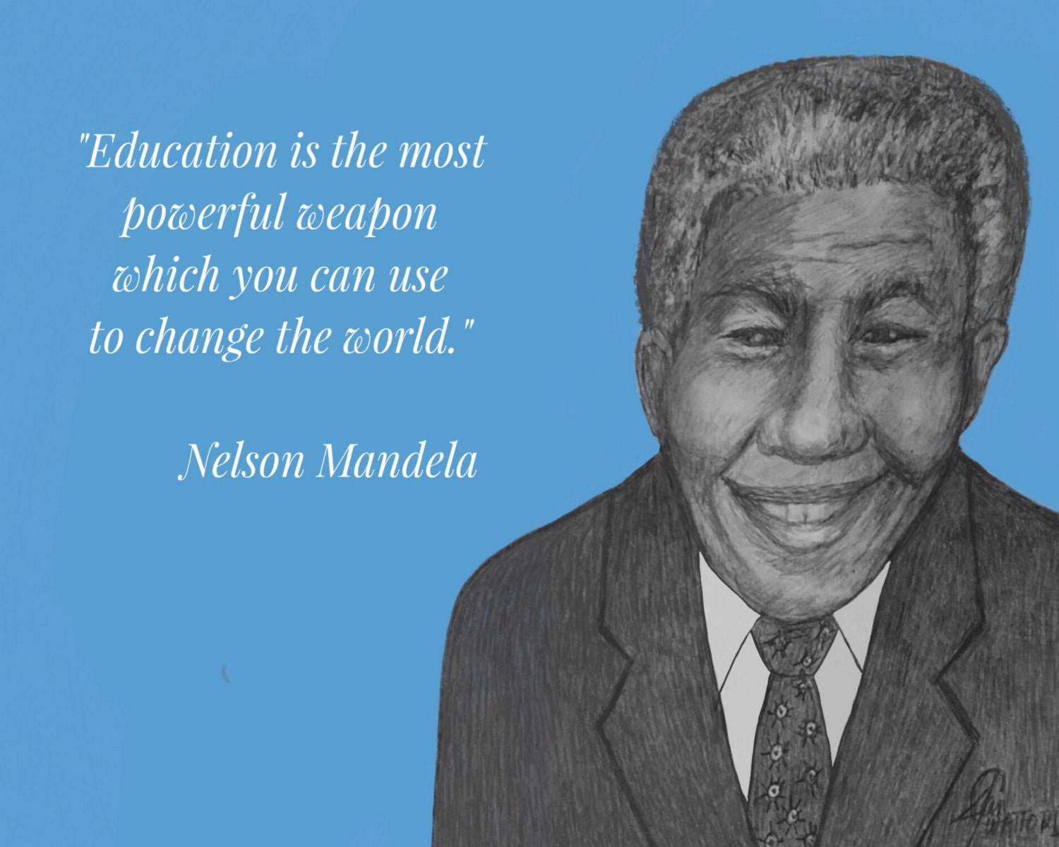 Nelson Mandela Inspirational Quote Education is the most | Etsy