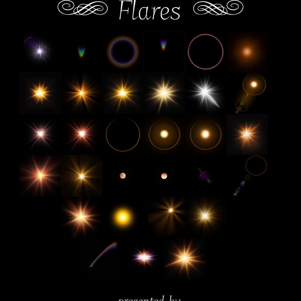 The Shekinah Collection "Sun Flares and Flares" 31 amazing overlays for Photoshop