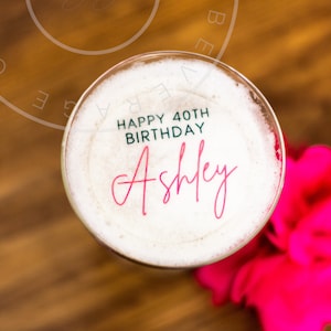 Happy Birthday Personalized edible cocktail topper- Drink topper