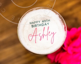 EDIBLE CLEAR birthday drink toppers , edible birthday decor, birthday party ideas, happy birthday drink toppers, clear drink toppers, bday