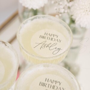 Chic Happy birthday cocktail toppers black and white - Happy Birthday Personalized edible cocktail topper- Happy birthday Drink topper bild 5