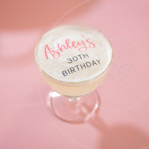 Personalized Birthday Edible Cocktail Topper- Drink topper