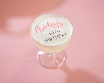 Personalized Birthday Edible Cocktail Topper- Drink topper