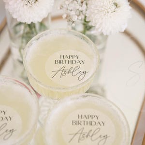 Chic Happy birthday cocktail toppers black and white - Happy Birthday Personalized edible cocktail topper- Happy birthday Drink topper bild 7
