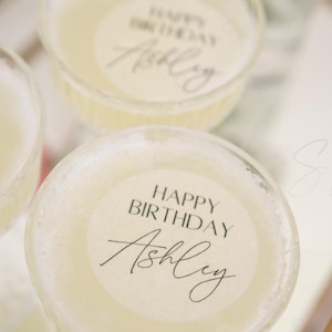 Chic Happy birthday cocktail toppers black and white - Happy Birthday Personalized edible cocktail topper- Happy birthday Drink topper bild 6