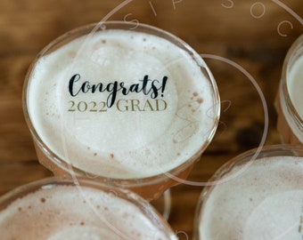 Graduation Party Edible Cocktail Toppers- Congrats Grad- Drink Topper- Drink