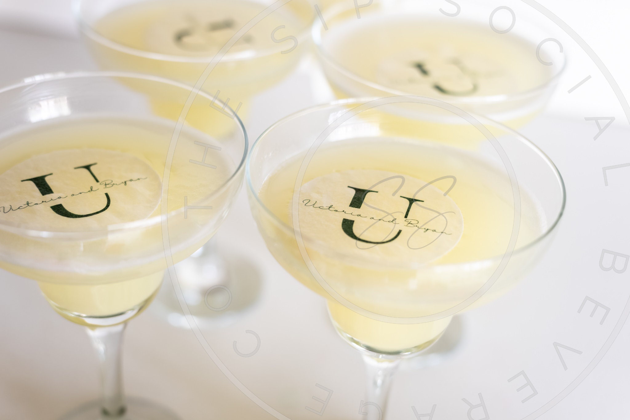Edible Modern Monogram with Names Drink Toppers — Bee Box Design Studio