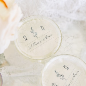 Elegant Name and Date Monogram- Wedding edible cocktail topper- Drink Topper- Drinks-cocktail topper