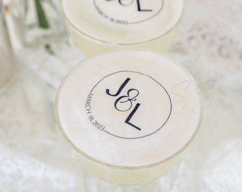 Minimalist Edible Cocktail Topper- Initials And Date- Wedding Drink Topper- Drinks-cocktail topper