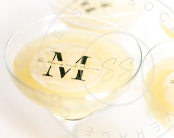 Large initial and name monogram - Edible Drink Topper-Edible cocktail topper