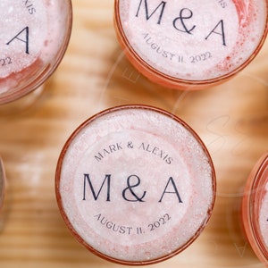 Name, Initial and Date classic monogram- Wedding- Drink Topper- Drink Wafer-Edible cocktail topper